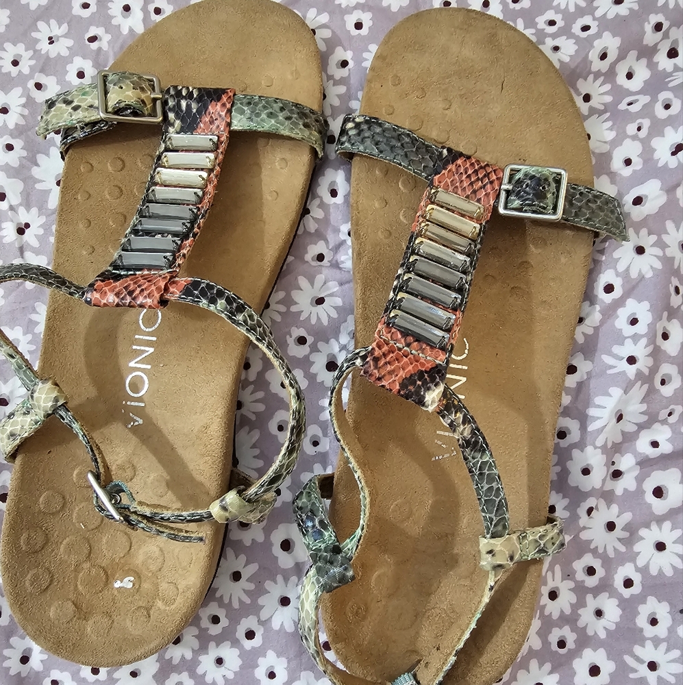 Vionic T Strap Snakeprint Sandals - image 2